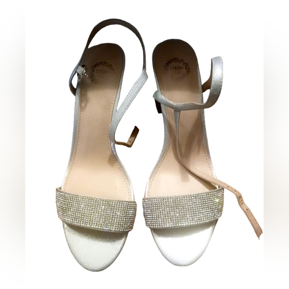 NEW I.Miller Silver Rhinestone Sandals Size 10 - Picture 3 of 8